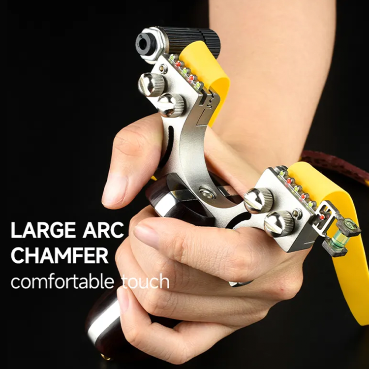 Laser II - Compact Stainless Steel Wooden Handle Laser Shooting & Hunting Slingshot
