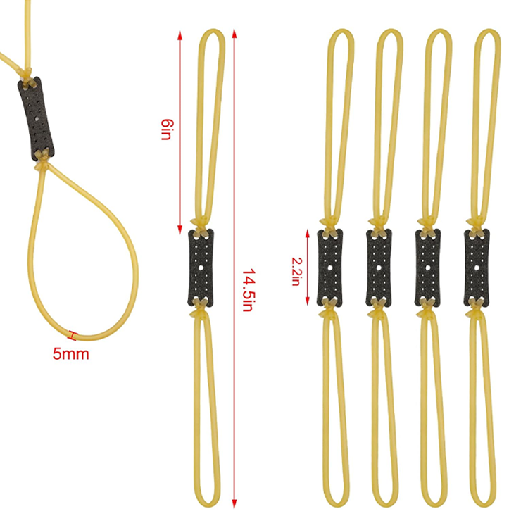 Pack de 10 bandas elásticas para estilingue tubular redondo de caça