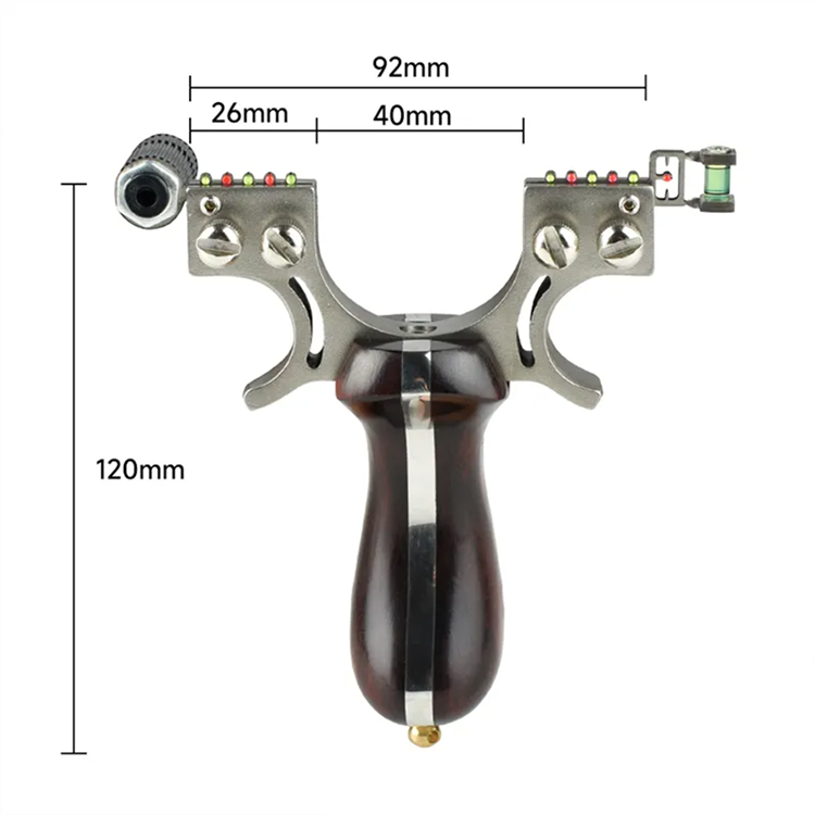 Laser II - Compact Stainless Steel Wooden Handle Laser Shooting & Hunting Slingshot