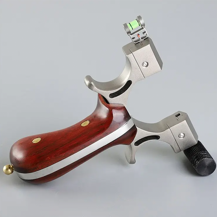 Laser II - Compact Stainless Steel Wooden Handle Laser Shooting & Hunting Slingshot