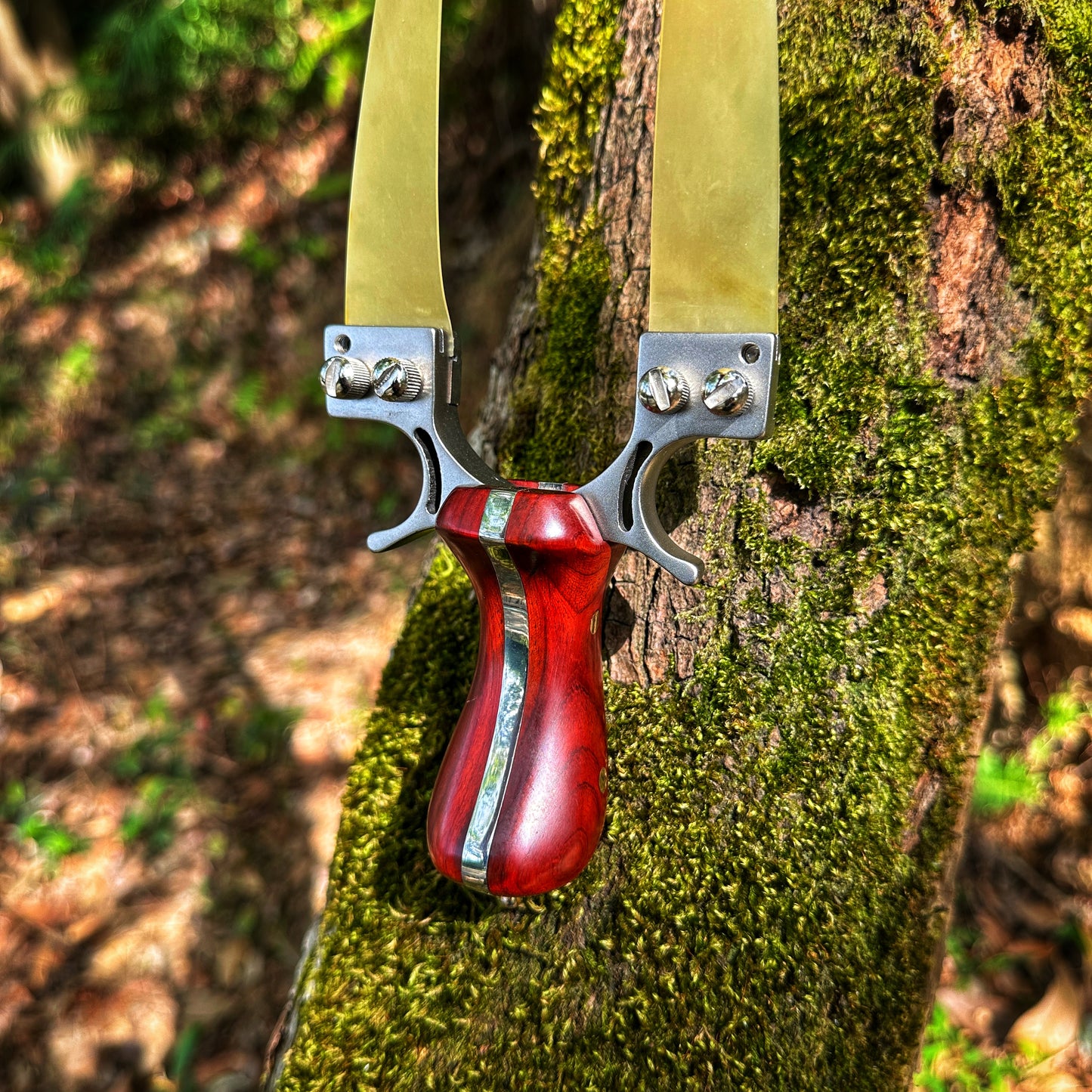 Laser II - Compact Stainless Steel Wooden Handle Laser Shooting & Hunting Slingshot