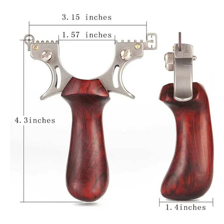 Tirachinas láser con mango de madera y acero inoxidable