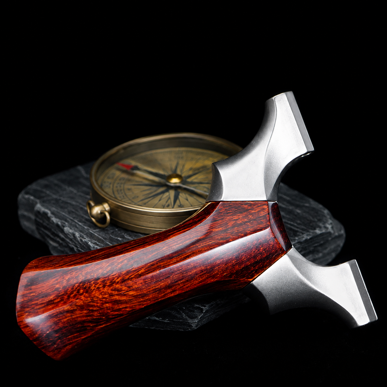 Glide - Stainless Steel & Rosewood Hunting Slingshot: Quick-Detach Bands