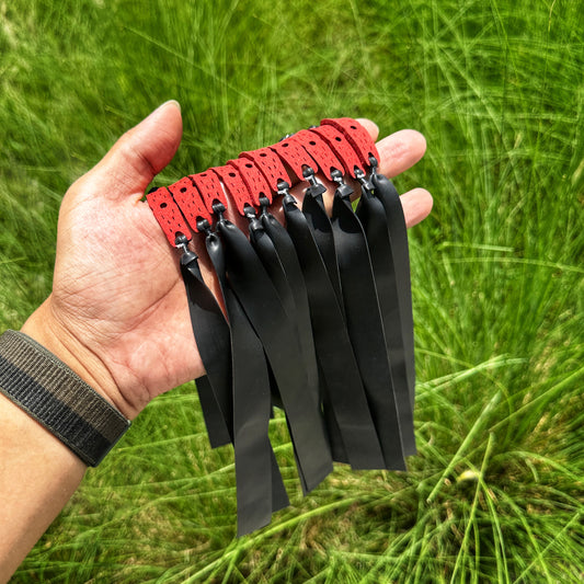 10er-Pack flache Premium-Slingshot-Bänder – Präzisionsverjüngung (20 mm → 12 mm)