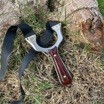 Tirachinas Tiger con mango ergonómico de madera para tiro y caza
